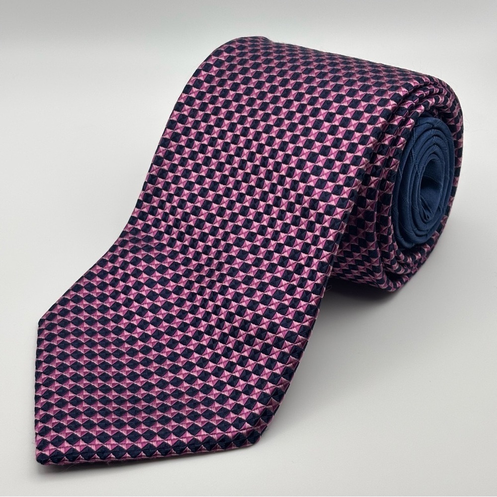 Tommy Hilfiger | Geometric Diamond Silk Necktie Tie | Purple/Navy Blue